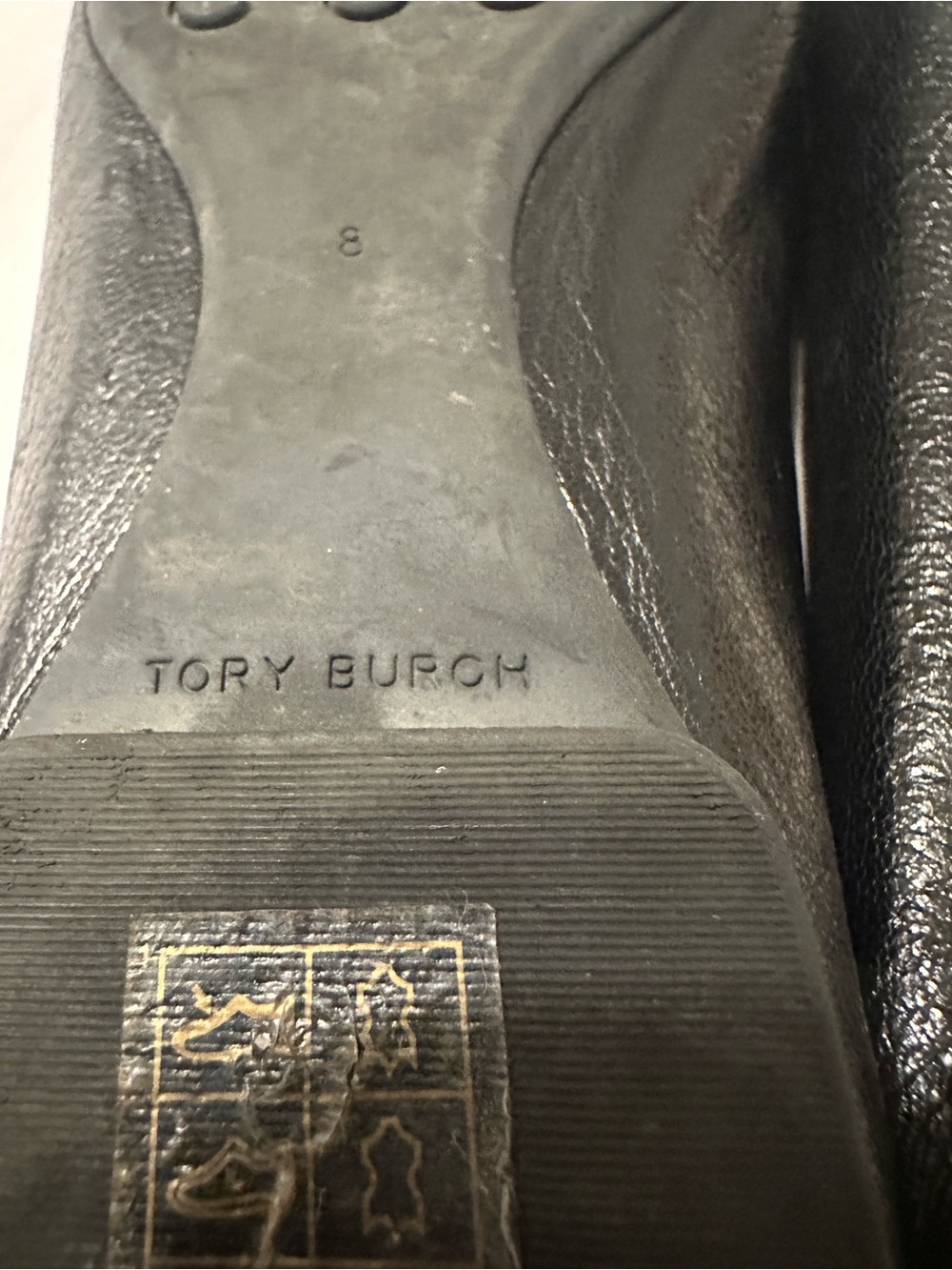 Tory Burch Claire Black Leather Women’s Ballet Flats with Gold Accent - Size 8 - Picture 10 of 11